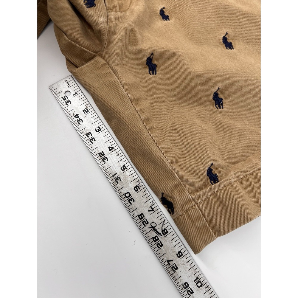 Polo Ralph Lauren Shorts Mens 34 Khaki All Over Pony Logo Embroidery Golf Chino - Picture 7 of 9